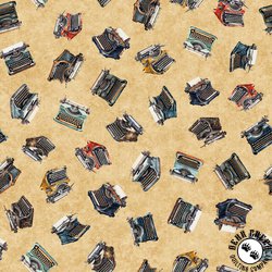 Qt Fabrics Bookworm Typewriter Toss Tan Qt Fabrics Bookworm Typewriter Toss Tan