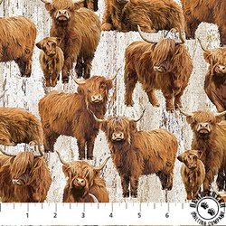 Northcott Highland Home Highland Cows Beige