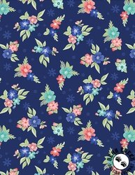 Wilmington Prints Darlin' Garden Bouquet Toss Blue