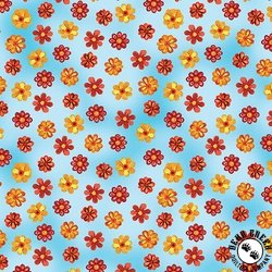 Benartex Farm Feathered Folk Flowers Green