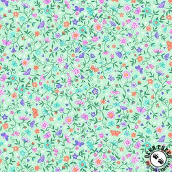 Andover Fabrics Fairy Dust Flower Trail Green