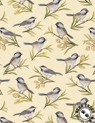 Wilmington Prints Chickadee Charm Birds All Over Cream