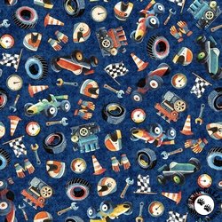 QT Fabrics Turbo Tykes Racetrack Gear Navy QT Fabrics Turbo Tykes Racetrack Gear Navy