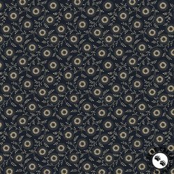 Marcus Fabrics Sturbridge Village Charm Circled Flowers Navy