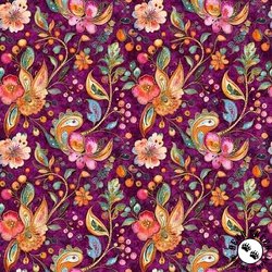 QT Fabrics Fluttering Garden Butterfly Floral Paisley Sangria QT Fabrics Fluttering Garden Butterfly Floral Paisley Sangria