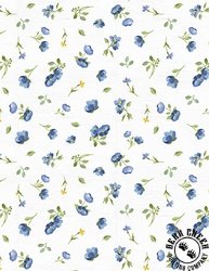 Wilmington Prints Blossom Blues Small Floral Toss White
