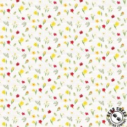 Riley Blake Designs Covered Bridges in Spring Flowers White Riley Blake Designs Covered Bridges in Spring Flowers White