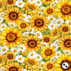 Timeless Treasures You Are My Sunshine Packed Daisies & Sunflowers Sunflower