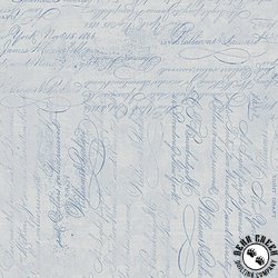 Blank Quilting English Blue and White Handwriting Light Gray