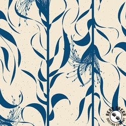 Benartex Wishflower Broomcorn Blue/Natural Benartex Wishflower Broomcorn Blue/Natural