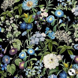 Michael Miller Fabrics Botanical Garden Beautiful Blooms Black
