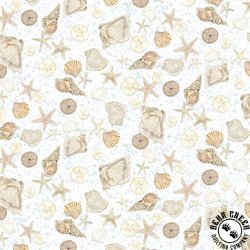 P&B Textiles Sea Whispers Tossed Shells White P&B Textiles Sea Whispers Tossed Shells White