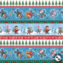 Studio E Fabrics Snow Angels Border Stripe Blue