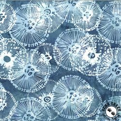 Hoffman Fabrics Jelly Fish Batiks Abstract Sea Texture Dusty Blue