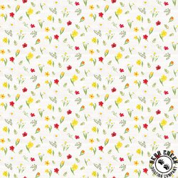 Riley Blake Designs Covered Bridges in Spring Flowers White Riley Blake Designs Covered Bridges in Spring Flowers White