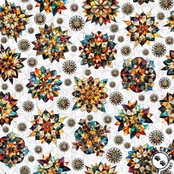 QT Fabrics Solstice Kaleidoscope Medallions White QT Fabrics Solstice Kaleidoscope Medallions White