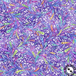 P&B Textiles Peacock Serenade Flowering Feathers Purple