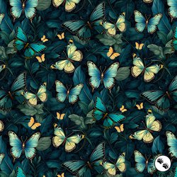 Timeless Treasures Forest Whisper Midnight Butterflies Midnight