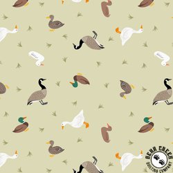 Lewis and Irene Fabrics Small Things Rivers and Creeks Ducks and Geese Green Cream Lewis and Irene Fabrics Small Things Rivers and Creeks Ducks and Geese Green Cream