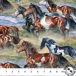 Northcott Wild and Free Horse Scenic Green/Multi