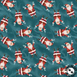 Blank Quilting Comfort and Joy Tossed Santas Dark Aqua Blank Quilting Comfort and Joy Tossed Santas Dark Aqua