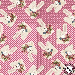 Benartex A Wooly Garden Garden Bunnies Pink