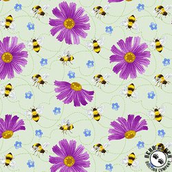 Henry Glass Buzzy Bee Tossed Flowers and Bees Multi