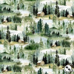 P&B Textiles Misty Vistas Forest Allover Multi