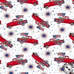 Henry Glass Wings of Freedom Tossed Trucks White/Multi Henry Glass Wings of Freedom Tossed Trucks White/Multi