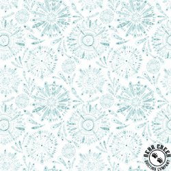P&B Textiles Peacock Serenade Feather Mandalas White/Teal P&B Textiles Peacock Serenade Feather Mandalas White/Teal