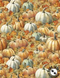 Wilmington Prints Glorious Fall Packed Pumpkins Golden Tan