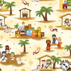 Blank Quilting Away in a Manger Nativity Scenic Ivory Blank Quilting Away in a Manger Nativity Scenic Ivory