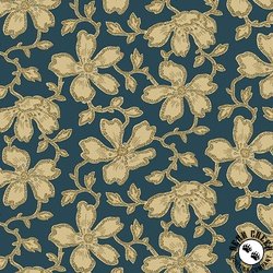 Andover Fabrics Carolina Vermicular Floral Blue Andover Fabrics Carolina Vermicular Floral Blue