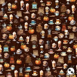 QT Fabrics Autumn Spice Seasonal Coffee Brown