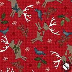 Maywood Studio Holly Jolly Flannel Deer Red