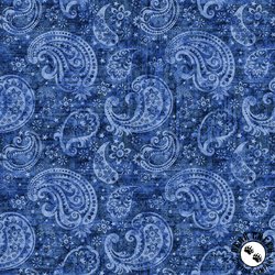 QT Fabrics American Tapestry Paisley Blue