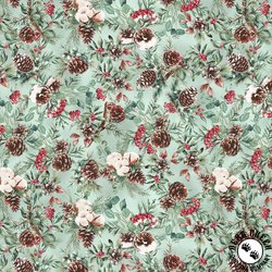 Hoffman Fabrics Cotton and Pine Seafoam/Silver