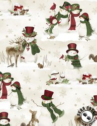 Wilmington Prints Woodland Snowmen Scenic Snowmen Cream