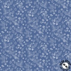 P&B Textiles Country Poetry Linear Floral Blue P&B Textiles Country Poetry Linear Floral Blue