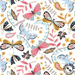 Blank Quilting Nature's Symphony Butterflies and Caterpillars White Blank Quilting Nature's Symphony Butterflies and Caterpillars White