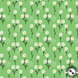 Benartex Delightful Daisies Field of Daisies Green