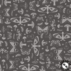 Maywood Studio Goth Gardens Moths and Mushrooms Grey Maywood Studio Goth Gardens Moths and Mushrooms Grey