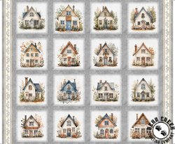 QT Fabrics Home Sweet Home Picture Patch Panel Gray QT Fabrics Home Sweet Home Picture Patch Panel Gray