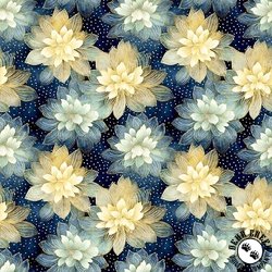 QT Fabrics Swan Song Lotus Flowers Navy QT Fabrics Swan Song Lotus Flowers Navy