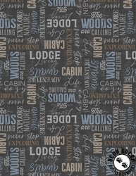 Wilmington Prints Timberland Trails Words All Over Dark Gray Wilmington Prints Timberland Trails Words All Over Dark Gray