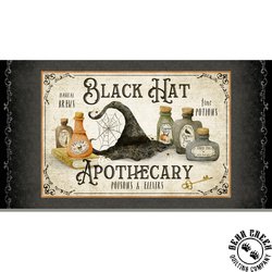 P&B Textiles Hocus Pocus Black Hat Apothecary Panel