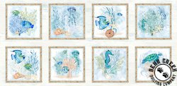 P&B Textiles Sea Whispers Panel Sea Life Blocks Multi