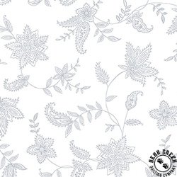 Henry Glass Quilter's Flour VI Lacy Floral White on White