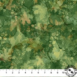 Northcott Autumn Breeze Leaf Texture Dark Green