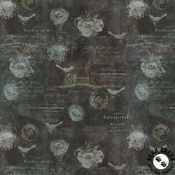 Clothworks Harmony Birds Dark Gray